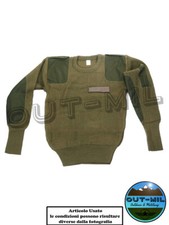 Maglia Maglione girocollo in lana con toppe originale militare Italiano usato
