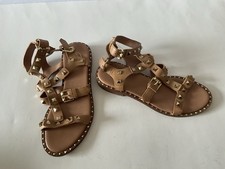 ASH Sandali donna Power borchie pelle marrone oro gladiatore taglia 37 LKNW