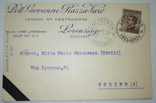 LORENZAGO CADORE LEGNAMI DA COSTRUZIONE PIAZZA VARE'  CARTOLINA D'EPOCA  1926