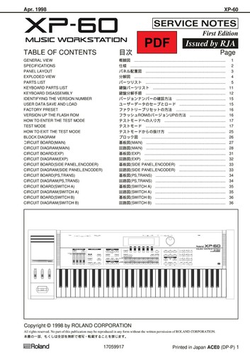 Roland service manual - xp-60,