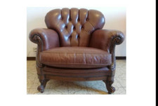 Poltrone Chesterfield Chester Inglese pelle nocciola coppia 
