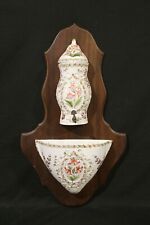 antica acquasantiera fontana da parete ceramica bassano legno anni 50 60 '900