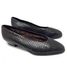 NUOVE decolte vintage Baldinini Made in Italy foderate in pelliccia marrone pelle di serpente donna 8 