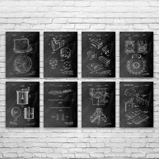 Cheese Patent Wall Art Set di 8 poster, tela o incorniciato arte lattiero-casearia regalo chef