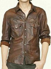 Camicia di pelle uomo giacca shacket pelle di agnello biker camicia giacca camionista shacket