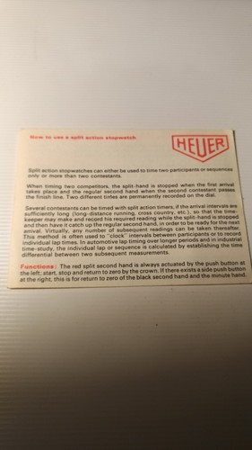 Heuer intructions boocklet