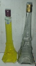 2 Vecchie bottiglie in vetro francese a forma di torre EIFFEL vintage