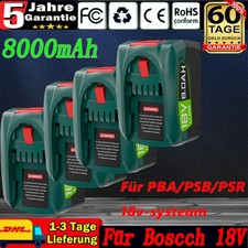 Batteria agli ioni di litio 18 V 8000 mAh per sistema Bosch Gardena P4A GLORIA PBA PSB PSR 18 V NUOVO