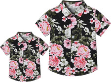 Padre Figlio Abbinato Camicie Hawaiane Mens Boys Floreale Spiaggia Outfit Famigl