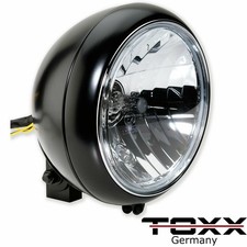 Toxx H4 Fari Moto 7 Pollici Nero Chiaro Custom Chopper Bobber Custom