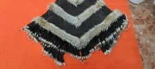 poncho con cappuccio k-yen vera pelle intrecciata pelliccia taglia M