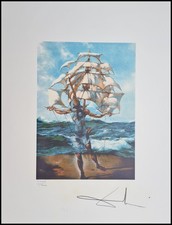 SALVADOR DALI * La Nave * 65 X 50 Cm * Litografia Firmata * Limitata