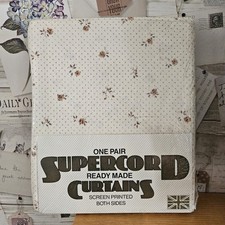 Coppia Tende Vintage Anni 70 Supercord Beige Punti Floreali 66" L 54" L Retrò Anni 70 NUOVE