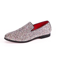 Mocassini uomo a punta glitter paillettes mocassino gommino festa scarpe eleganti taglia