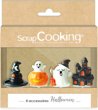 4 Decorazioni per Torte Di Halloween - Zucca, Fantasma, Maniero Infestato, Cappe