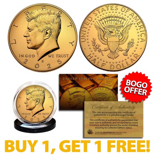 Moneta mezzo dollaro 24k oro - dollaro,