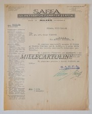 SAFFA FABBRICHE FIAMMIFERI ED AFFINI MILANO - Carta Intestata 1942