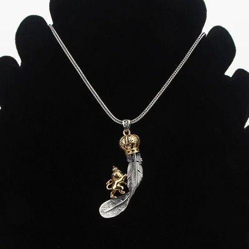 Collana leone corona piuma