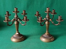 BELLA COPPIA DI ANTICHI CANDELABRI CANDELABRO OTTONE LAVORATO A MANO. DB20