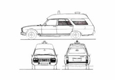 A4 Photo Blueprint Peugeot 504 Ambulance Van