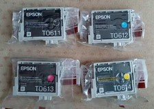 4 cartucce inchiostro originali Epson T0615 T0611 T0612 T0613 T0614