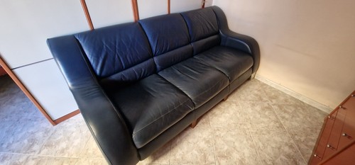 Divano pelle blu marca - pelle,