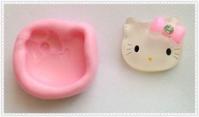stampo in gomma per fimo cernit  kitty gatto  con fiocco 2x2 cm  