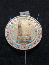 Moneta 2 Due Euro Germania Deutschland Bundesrepublik 2008, Errore di conio Raro