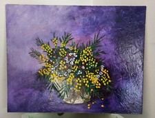 Quadro "Mimose" 48x38cm dipinto a mano su cartone telato [anno 2020]