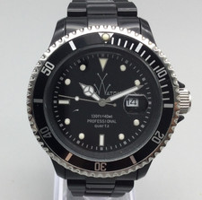 Orologio Giocattolo Professionale Uomo 44mm Tono Argento Nero Data 50M Batteria Nuova 6,75"