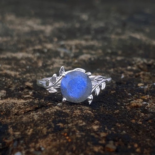 Anello argento stile - argento, foglia
