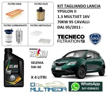 TAGLIANDO 4 FILTRI E OLIO SELENIA 5W30 LANCIA YPSILON II 1.3 MULTIJET 70KW 95 CV