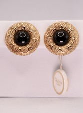 CHRISTIAN DIOR ORECCHINI VINTAGE COLOR ORO SATINATO PIETRA NERA CHIUSURA CLIP