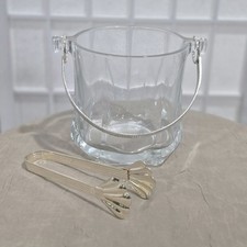 Secchiello ghiaccio vintage Murano italiano art deco base esagonale con manico metallo argento Italia