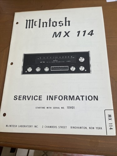 Mcintosh 114 manuale - mx,