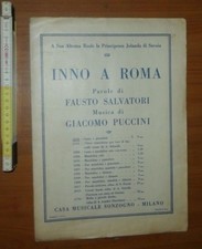 Puccini Giacomo, Inno a Roma: canto e pianoforte (M. 2238 S.), Sonzogno 1923