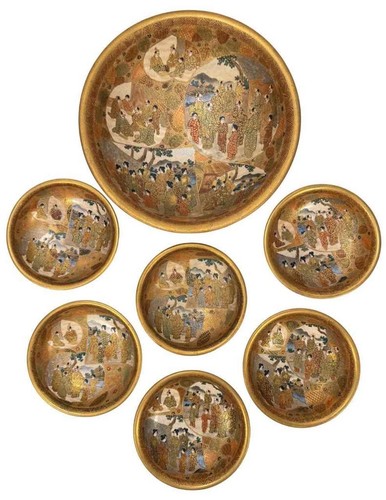 Antico set piatti ciotola riso
