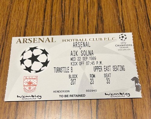 Biglietto arsenal aik solna - biglietto, vs