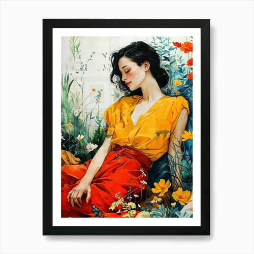 Ragazza fiori illustrazione - ragazza, in