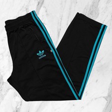 ADIDAS Vintage Anni 90 Pantaloni Tuta Uomo Neri Azzurri Tre Strisce Taglia M