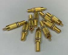 Conf 10 adattatori spina coassiale rca con 2 bordi neri rosso diam 6mm 