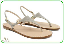 Sandali Artigianali da Donna infradito in cuoio bassi Capri Positano Capresi Oro