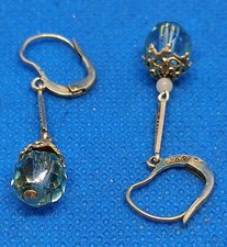 orecchini pendenti argento 800 e cristallo azzurro - vintage anni '50