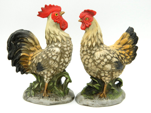 Coppia statuine gallo - , e