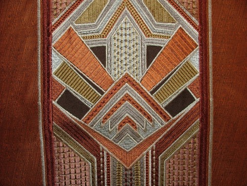 Tenda jacquard ambra ricamata