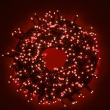 Luci di Natale Catena luminosa natalizia con 100 led rossa cavo verde 9mt IP44