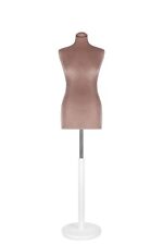 Busto donna sartoriale manichino femminile velluto rosa antico base legno bianca