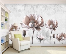 Carta da parati 3D fiori rosa