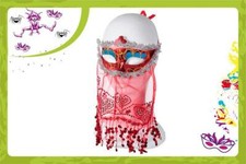 Maschera rossa in pvc con velo danza del ventre