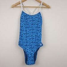 Costume da bagno Reebok donna piccolo blu corsa schiena costume da bagno